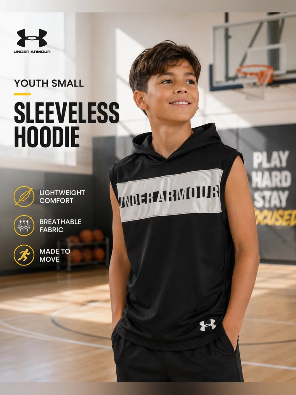 Youth small Under Armour sleeveless hoodie